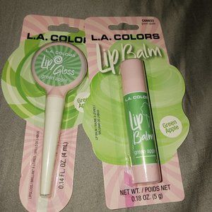 NEW! L.A COLORS Green Apple Scented Lip Gloss and Balm Set